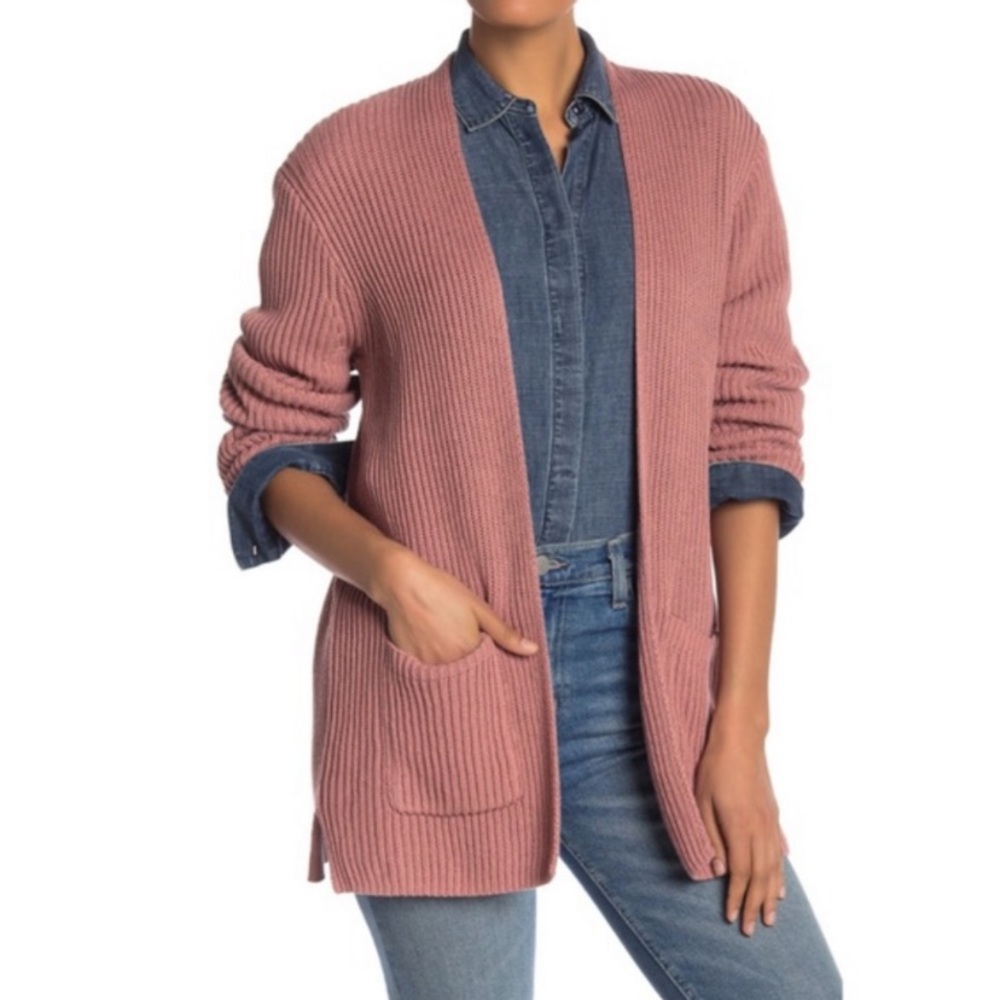 Madewell Dusty Pink Ribbed Cardigan Sweater Size Small